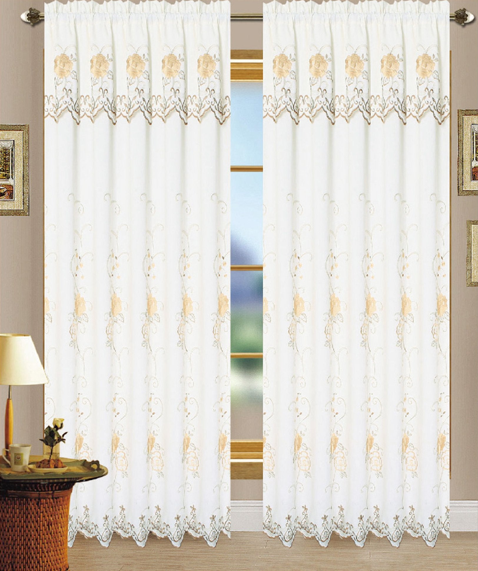 Darden - Embroidered Jacquard Panel Curtain - Glory Home Design