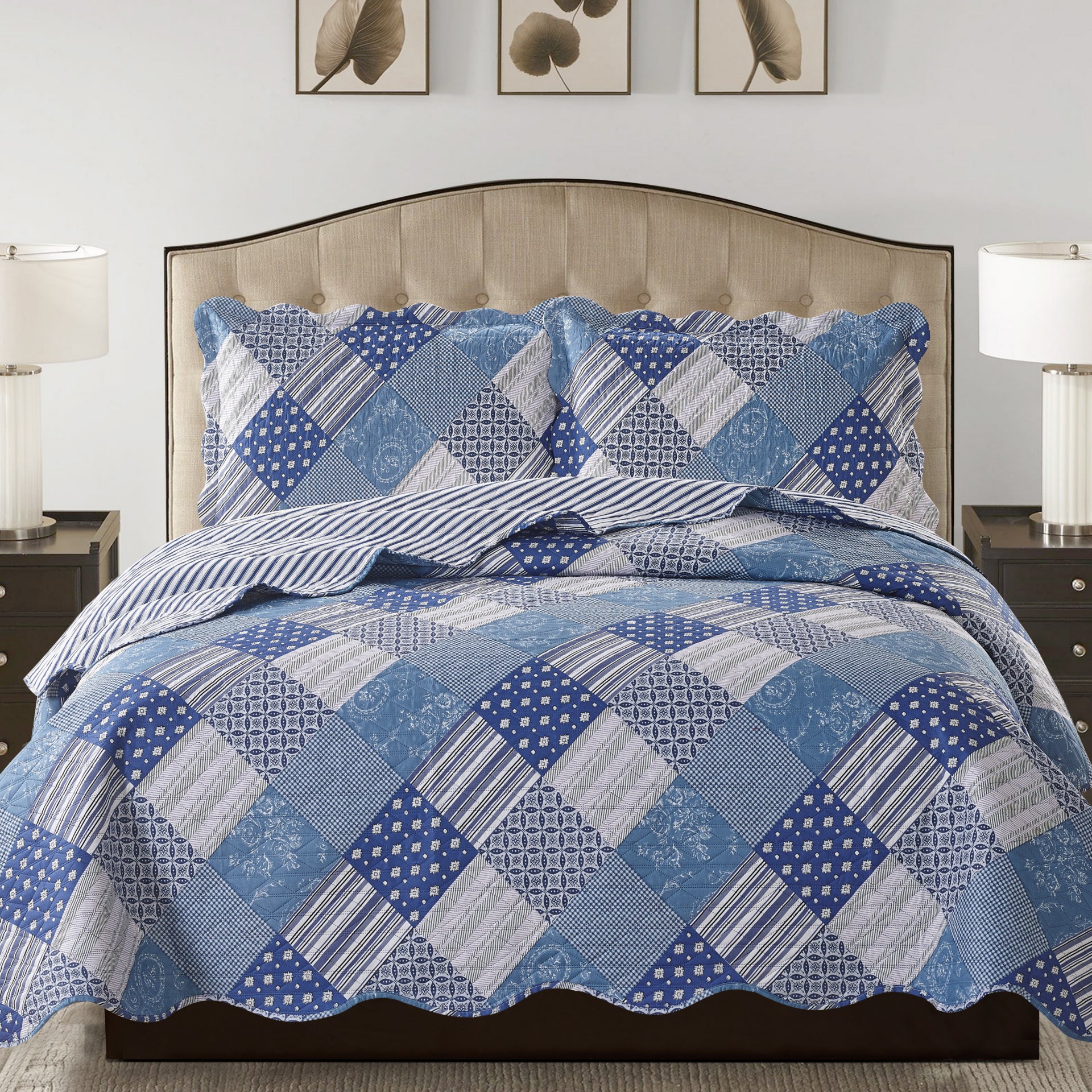 Jennifer 3 Piece Quilt Set - Blue – Glory Home Design