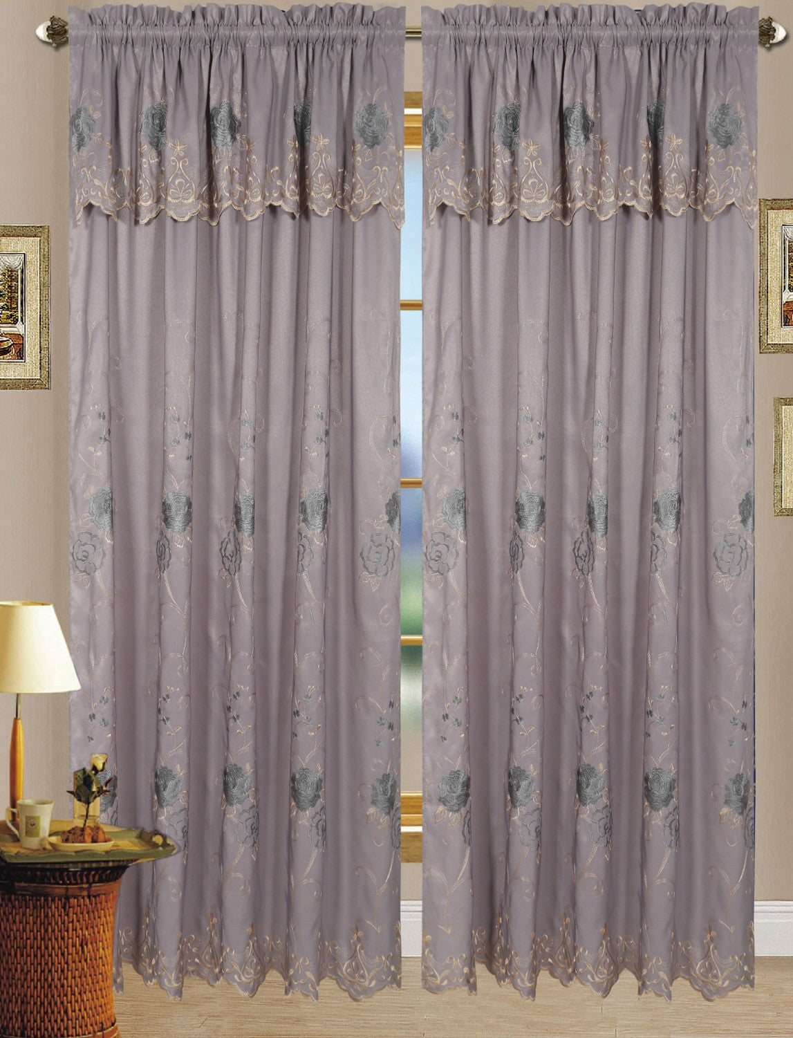 Darden - Embroidered Jacquard Panel Curtain - Glory Home Design