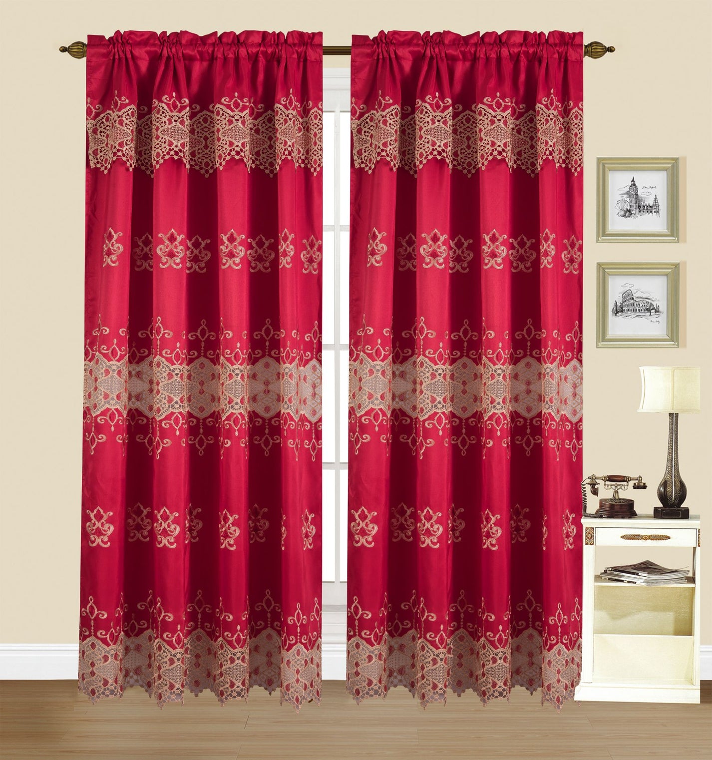 Jenny Embroidered Macrame Jacquard Panel with Valance Glory Home Design